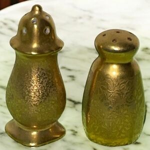 Vintage Picard Porcelain Salt Pepper Shakers 24K Encrusted Art Deco 1930's